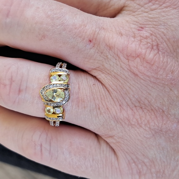 Rare Natural Chrysoberyl and White Zircon Ring - Picture 7 of 7